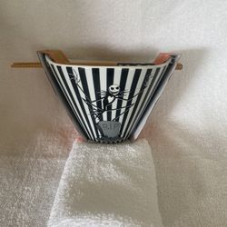 Jack Skellington Ramen Bowl With Chop Sticks