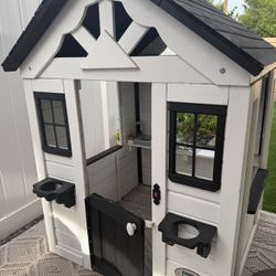 Wooden Kids Playhouse 43 Wide Long-White Outdoor $125