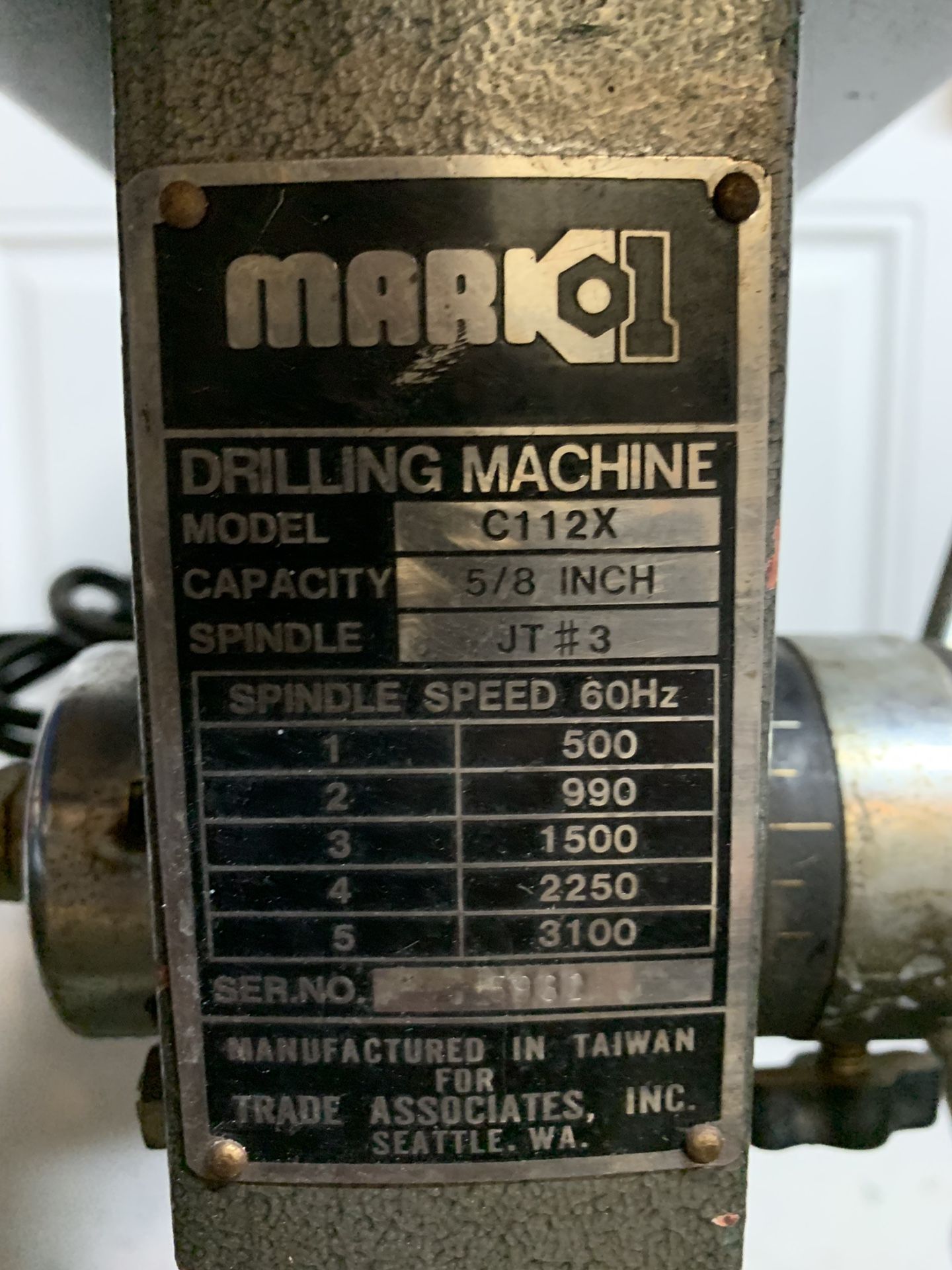 Vintage Mark 1 Drilling Machine (5 Speed Bench Top Drill Press) Model C112X