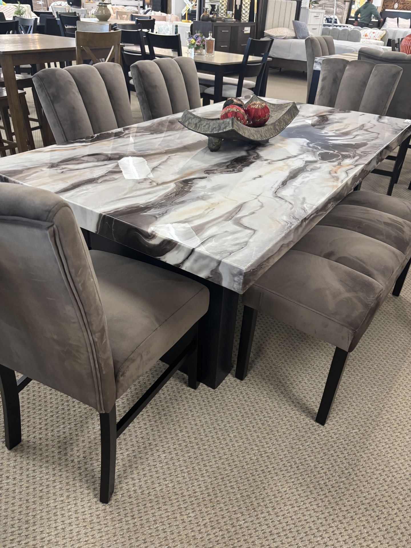 Modern Marble Dining Table Set6pc set