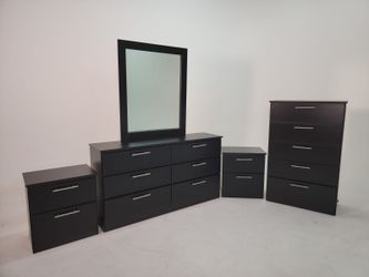 Black Bedroom Dresser Set with Mirror