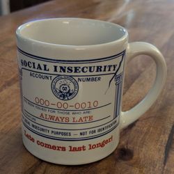 Vtg 1983 Social Insecurity Always Late Coffee Mug Jessica Wesolek Papillon Japan