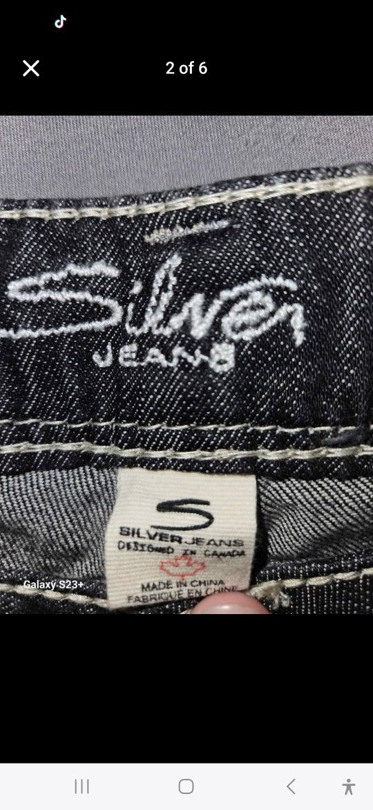 Women's 33x32 (12/14) SILVER Slim Bootcut