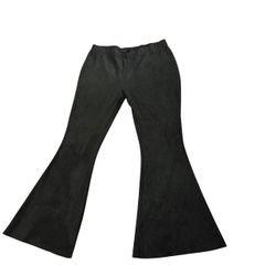 Indigo Moon faux suede hunter green bell bottom leggings, L. EUC.