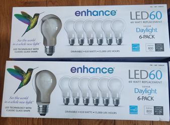 enhance LED60 60 Watt Replacement Daylight LED Light Bulbs 6-Packs