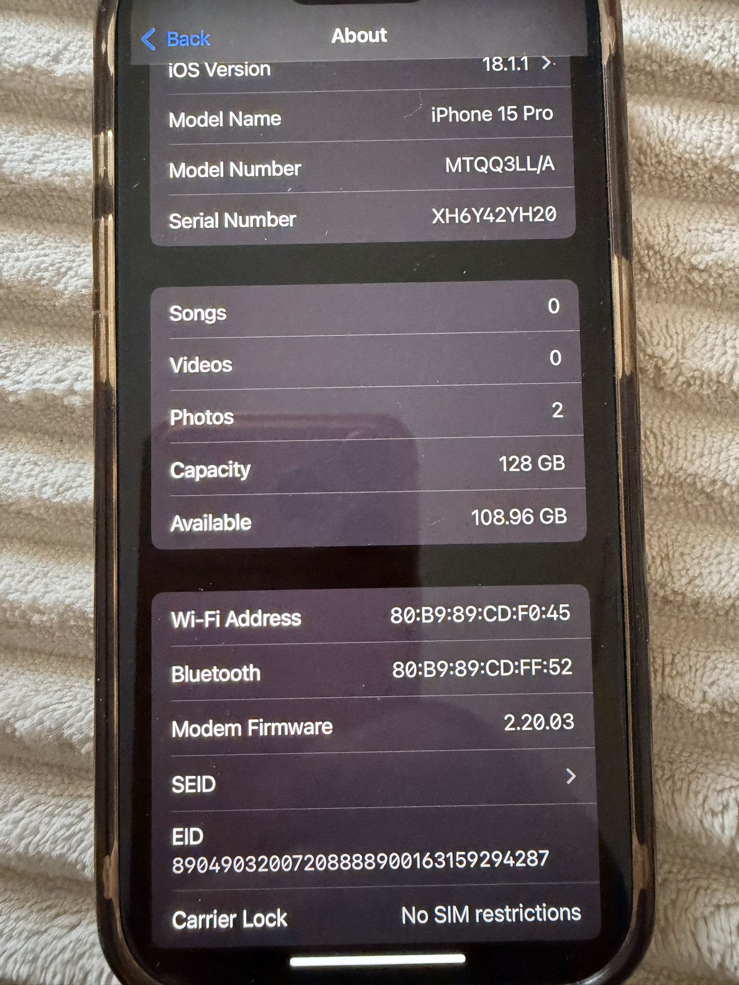 📱 For Sale: iPhone 15 Pro (128GB) 📱