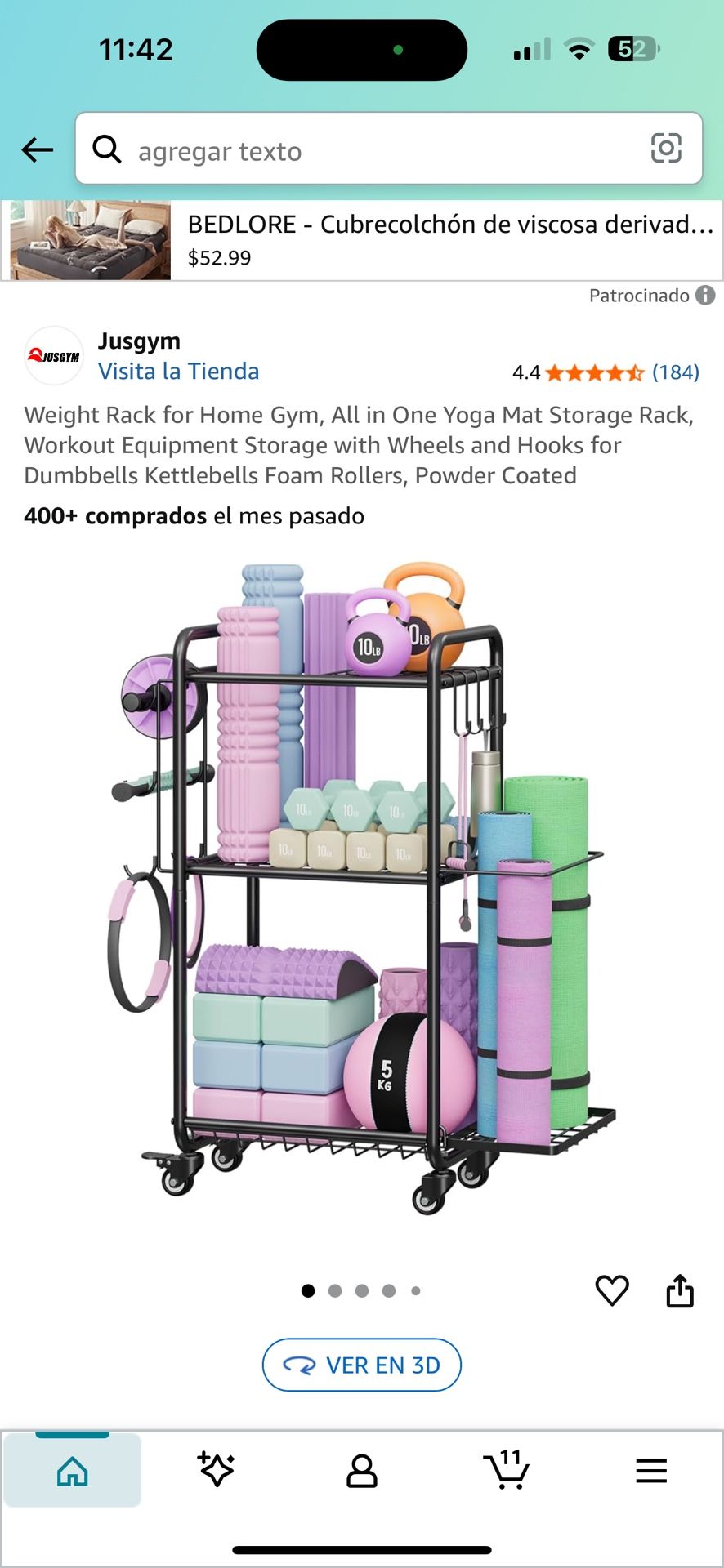 Weight Rack for Home Gym, All in One Yoga Mat Storage Rack, Workout Equipment Storage with Wheels and Hooks for Dumbbells Kettlebells Foam Rollers, Po