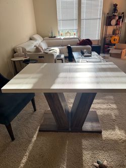 47’ White and Dark Wood Dining Table