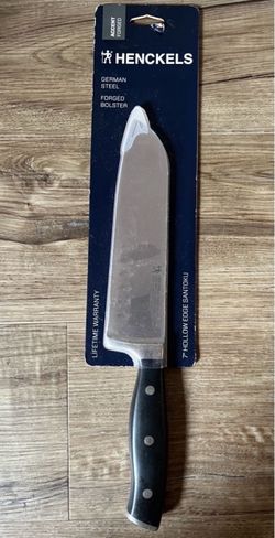 7" HOLLOW EDGE SANTOKU  ACCENT FORGED  HENCKELS  STEEL GERMAN  FORGED BOLSTER
