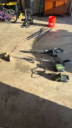 E go weed eater and blower set