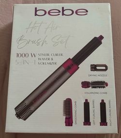 Bebe Hair Hot Air Brush Styler Curler Waver Volumizer Dryer 5 in 1 Pink