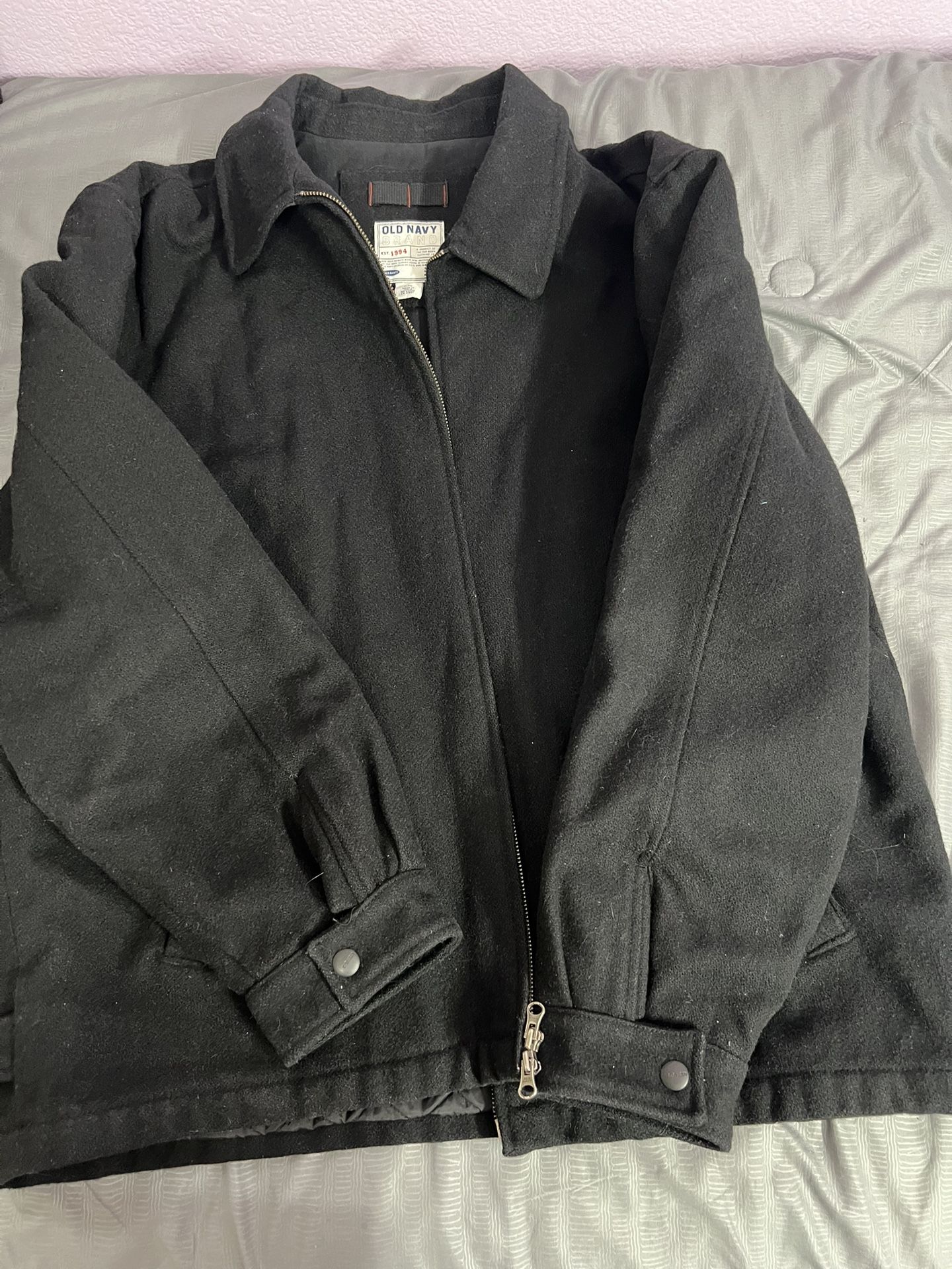 Chamarra Negra De Lana Forrada De Caballero 2XL