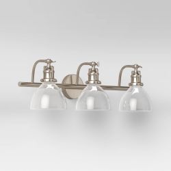 Glass Vanity Light Nickel Finish