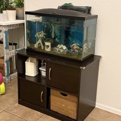 Fish tank with furniture and fish stand; everything inside the tank!!