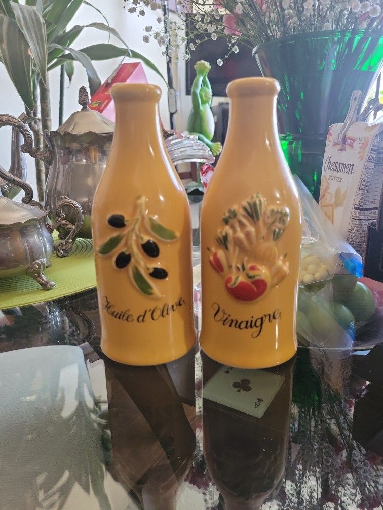 Vintage Revol Porcelain Vinegar And Oil Set
