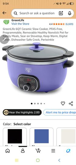 GreenLife 6QT Ceramic Slow Cooker – Periwinkle