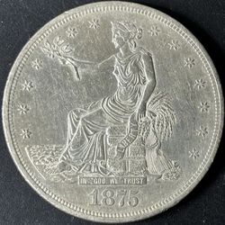 1875-CC $1 Trade Dollar - Raw AU