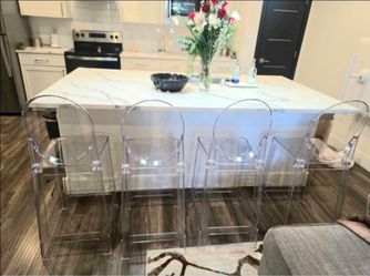 Clear Acrylic Ghost Bar Stools – Set of 4 (Counter Height)