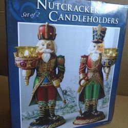 Kirkland Costco Nutcracker Set of 2 Candle Holder King Soldier 13" Tall