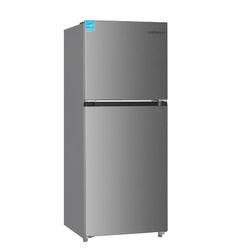 11.6 Cu.Ft. Double Door Refrigerator in Stainless Steel with Large Capacity Top Freezer, Frost Free, Adjustable Thermostat Control, Apartment Refriger