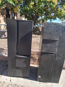 Black heavy metal shelf