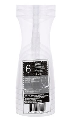 6-oz. Clear Plastic Wine Glasses, 6-ct. Packs