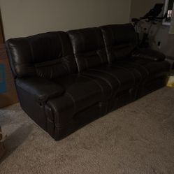 Brown Leather Couch Recliner 