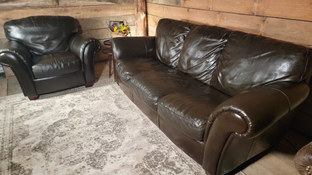 natuzzi italsofa, sofa and chair - dark brown
