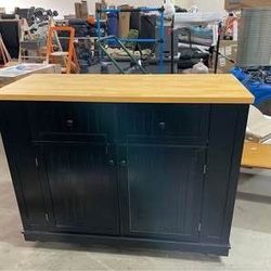 Assembled New 48 Inch Rolling Kitchen Island Cart with Built-in Power Outlet Drop Leaf 2 Storage