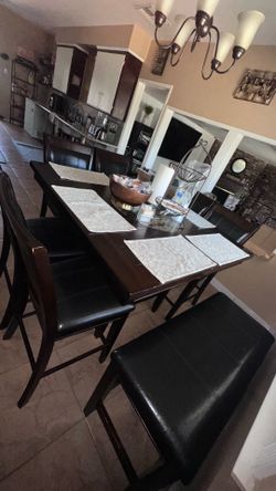 Brown table with spinner in the middle