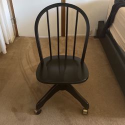 Black Wooden Swivel Desk Chair