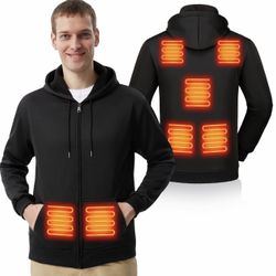 Heated Hoodie for Men, Zip Up--L size