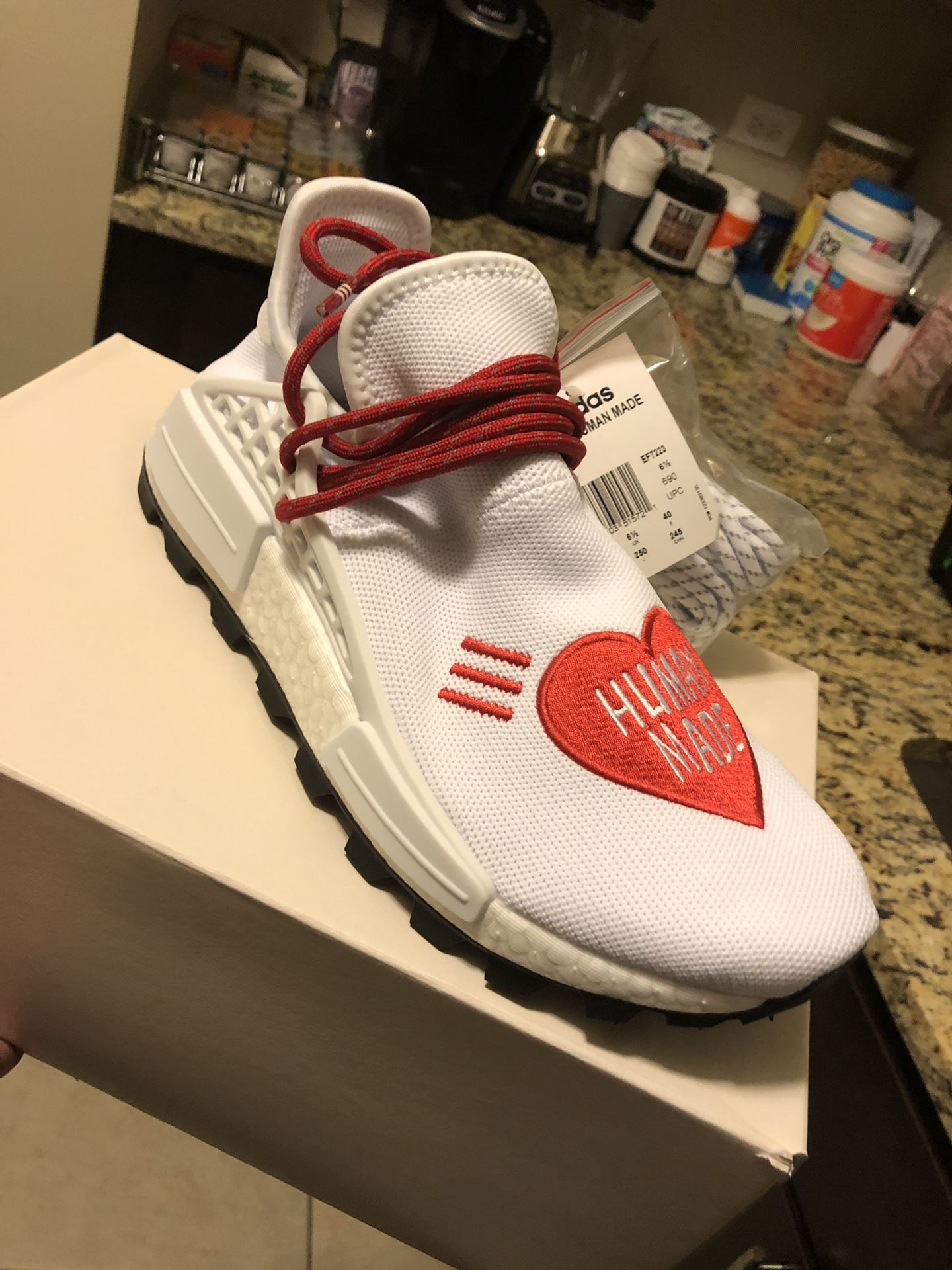 Adidas NMD HU Pharrell Human Made Heart Shoes White and Red