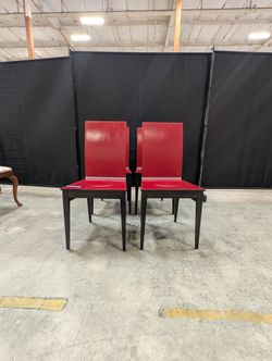 Set of Four Contemporary Red Upholstered Dining Chair