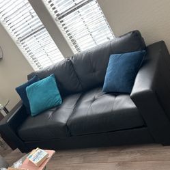 Black Leather Modern Couch