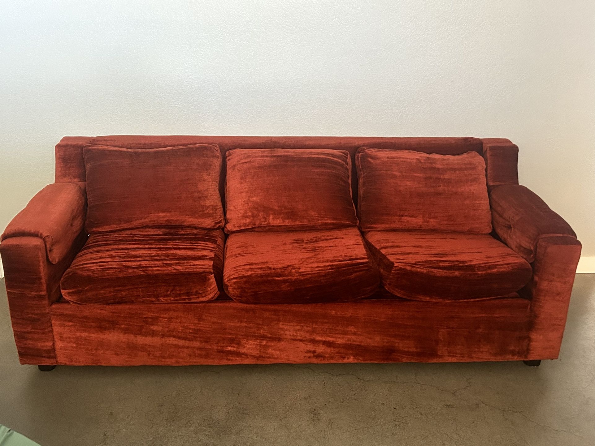 Vintage Red Velvet Couch