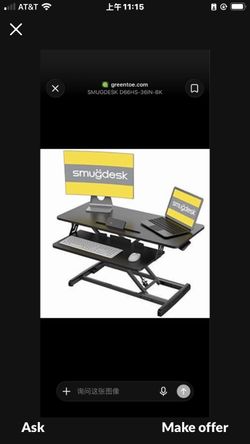 Smugdesk D66HS-36IN-BK Standing Desk Converter