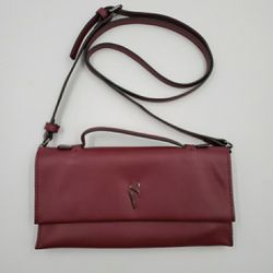 Simply Vera Wang Small Crossbody Purse Envelope Wallet Zip Snap Pocket Burgundy
