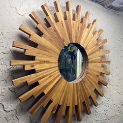 Real Wood Sunburst Mirror - Spin Fantasy - See My Other Items 😀