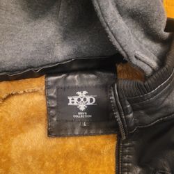 Mens Leather Jacket w/hood