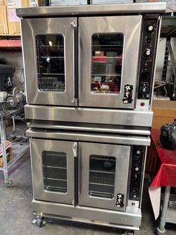 Gas Convection Ovens Montague 115A full size bakery depth stainless steel cabinet on wheels fan forced air heavy duty