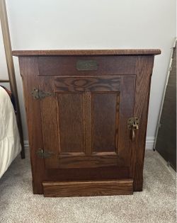Antique Oak Ice Box Cabinet/ side table