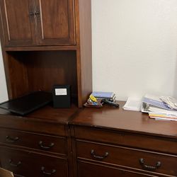 Desk Set Cherry Dark Wood Sevalbpurces Glass 