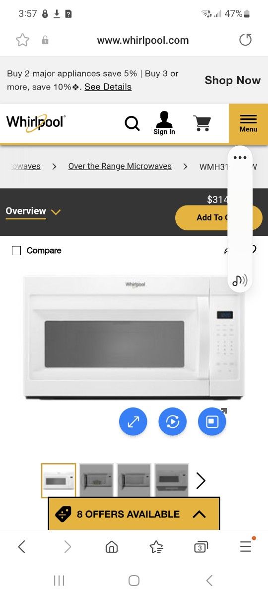 Whirlpool Microwave/hood Combo 