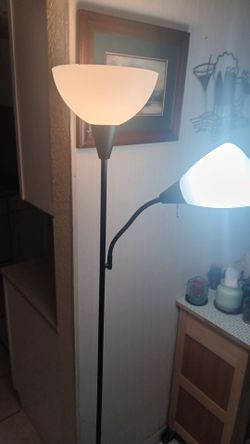72" black combination floor lamp with modern reading lamp