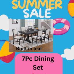 7 Pc Dining Set W Built In Leaf