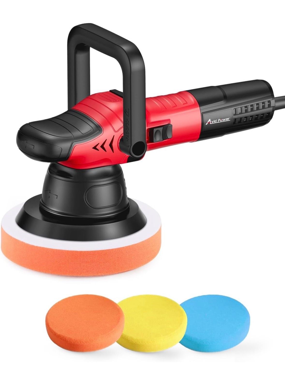 AVID POWER Dual Action Car Buffer Polisher, 6 Inch Orbital Polisher for Car Detailing with 6 Variable Speeds, Detachable Handle & 3 Polishing Pads