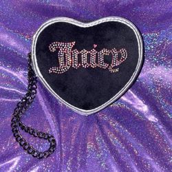 Juicy Couture Black "String Of Pearls" Rhinestone Zip Wallet