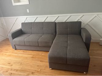 Gray Couch/Sectional/Futon : All-In-One with Storage!!!!