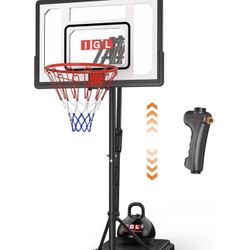 IGL Kids Basketball Hoop Outdoor | 4-8.5ft Adjustable Height | 33" Shatterproof Backboard | Fillable Base & Extra Anchor | Portable Goal w/Wheels for 